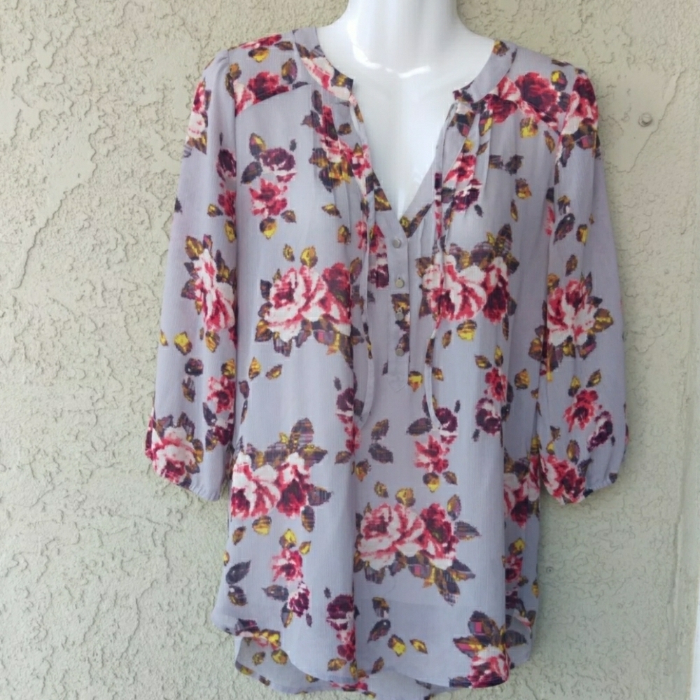 Vera Wang princess chiffon sheer floral blouse exc - Picture 1 of 8